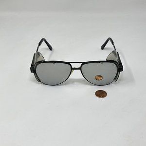 VINTAGE  BOUTON SUNGLASSES SAFETY GLASSES USA Black Aviator Mirror Lenses